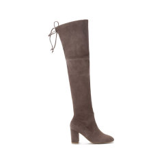 Stuart Weitzman/斯图尔特韦茨曼 女士绒面革/织物粗跟高筒靴长靴 ZUZANNA 80图片