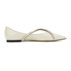 Jimmy Choo 周仰杰 女士GENEV IFLAT系列漆皮水晶链饰平底鞋 GENEVIFLATBOB DX图片