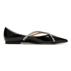 Jimmy Choo 周仰杰 女士GENEV IFLAT系列漆皮水晶链饰平底鞋 GENEVIFLATBOB DX图片