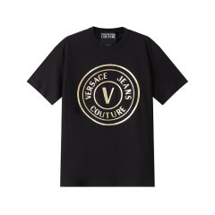 VERSACE JEANS COUTURE/范思哲 男士棉质宽松版圆领短袖T恤 76GAHT04 CJ00T图片