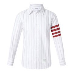 THOM BROWNE 汤姆·布朗男士浅蓝色/白色棉质提花四条纹直排扣衬衫 MWL374C F0433 DX图片