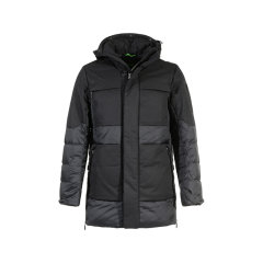 HUGO BOSS/雨果博斯 男士green系列中长款防泼水拼接保暖鸭绒连帽羽绒服派克大衣外套 50501608图片