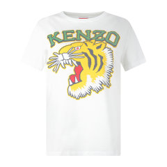 KENZO高田贤三女装棉质Logo老虎印花T恤圆领短袖T恤衫黑色白色FD62TS0844SO图片