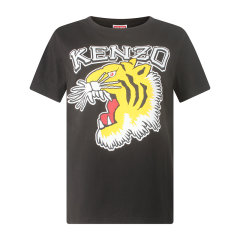 KENZO高田贤三女装棉质Logo老虎印花T恤圆领短袖T恤衫黑色白色FD62TS0844SO图片