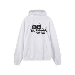 Balenciaga/巴黎世家 男士棉质宽松肥大版型破洞设计连帽卫衣运动衫 620973 TNVQ1图片