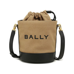BALLY/巴利 女士BAR系列织物/牛皮革水桶包抽绳包帆布包单肩斜挎包 BAR MINI 8 HOURS图片