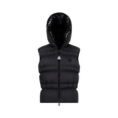 Moncler/盟可睐 女士Weser标识刺绣连帽拉链鹅绒羽绒马甲 093 1A00025 596IU图片