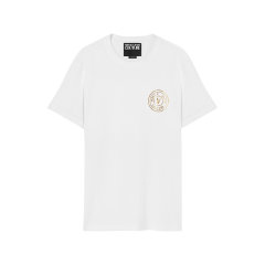 VERSACE JEANS范思哲男士奢华烫金印花短袖圆领T恤黑色白色76GAHT02图片