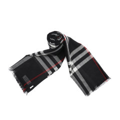 BURBERRY/博柏利女士格纹桑蚕丝羊毛混纺长款围巾披肩8078779图片