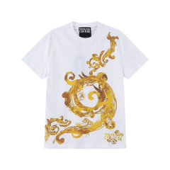VERSACE JEANS COUTURE/VERSACE JEANS COUTURE 男士巴洛克印花圆领短袖T恤 76GAH6SW JS304图片