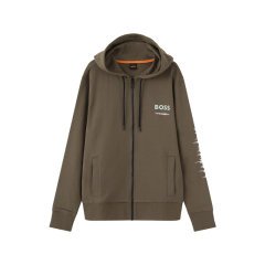 HUGO BOSS/雨果博斯 【新品】男士orange系列棉质摇滚主题胶印连帽拉链卫衣开衫运动衫外套 50508249图片