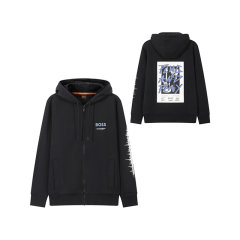 HUGO BOSS/雨果博斯 【新品】男士orange系列棉质摇滚主题胶印连帽拉链卫衣开衫运动衫外套 50508249图片