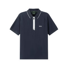 HUGO BOSS/雨果博斯 男士green系列棉质修身版半拉链拼接弹力短袖POLO衫 50505800图片