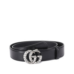GUCCI/古驰 女士皮革不可裁剪双G水晶带扣窄版皮带腰带3cm 772651 0YAUN图片