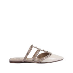 Valentino/华伦天奴 女士漆皮ROCKSTUD铆钉装饰穆勒鞋尖头平底拖鞋凉拖 6W2S0H15 VNW图片