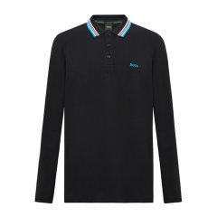 HUGO BOSS FW24 条纹翻领字母Logo徽标男款长袖Polo衫图片