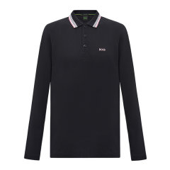 HUGO BOSS FW24 条纹翻领字母Logo徽标男款长袖Polo衫图片