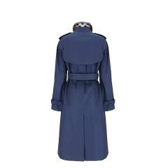 【包税】现货Burberry/博柏利 女士深蓝色棉质带腰带长款风衣80842161图片