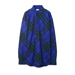 【包税】现货Burberry/博柏利 男士绿色/拼色棉质格纹纽扣开襟带刺绣长袖衬衫80828871图片