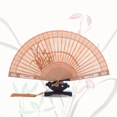 Wang Xing Ji/王星记红檀精品扇 兰花纯手工精制扇图片