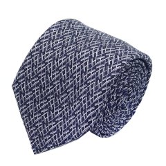 hermes/爱马仕 藏蓝色 火柴印花图案 男士绅士真丝领带图片