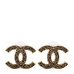 chanel(香奈儿) #黄铜色双c复古耳钉图片