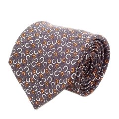 hermes/爱马仕 男士 真丝领带 彩色马掌图案 灰色 605937ta图片