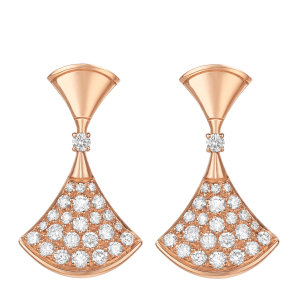 bvlgari/宝格丽  女士18k玫瑰金密镶钻石耳钉耳饰 or857324 售罄