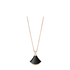 bvlgari/宝格丽 diva系列女士18k玫瑰金/缟玛瑙钻石黑色双面佩戴项链