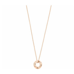 蒂芙尼 18k玫瑰金镶嵌钻石罗马数字镂空吊坠项链16英寸 售罄