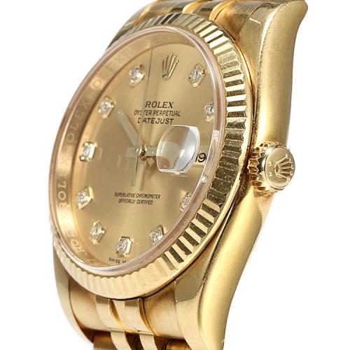 劳力士)日志型系列18k黄金表壳自动机械机芯男士腕表116238金盘镶钻