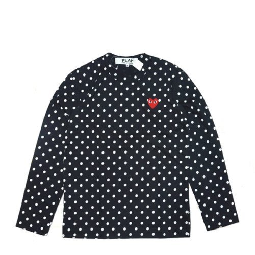 comme des garcons/川久保玲 cdg play女士蓝底白波点纯棉长袖t恤c004