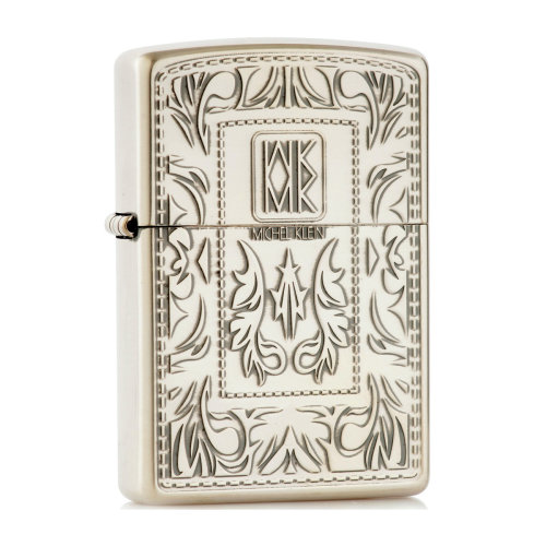 zippo打火机 mk题材-藤蔓 镀银蚀刻 水晶盒包装mkz-150si