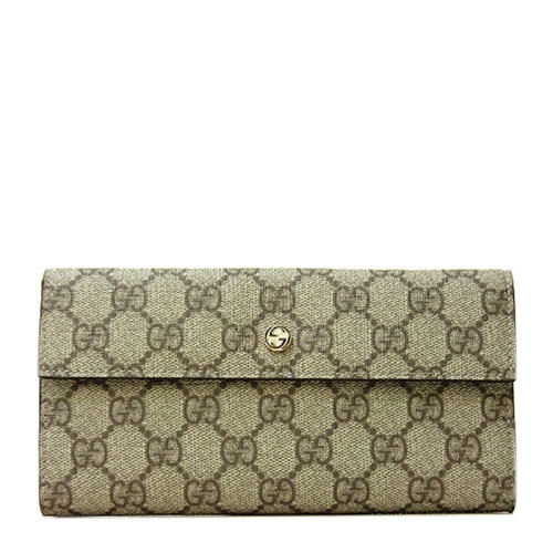 gucci/古驰 新款女士帆布/配皮双g纹理拼色手拿长款钱包257263