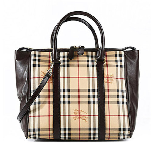 burberry/博柏利 女士巧克力色pvc手提单肩包3925351