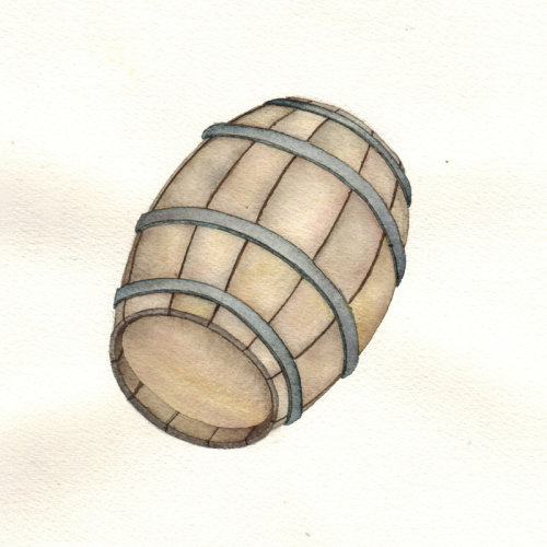 elena《木桶》水彩画