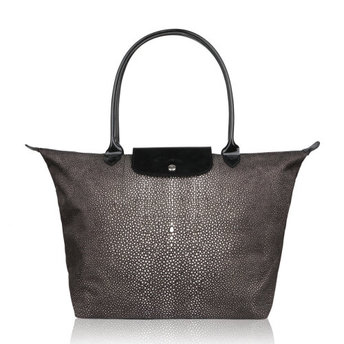 longchamp/珑骧女士灰色长柄大号尼龙手提包/单肩包/饺子包 1899