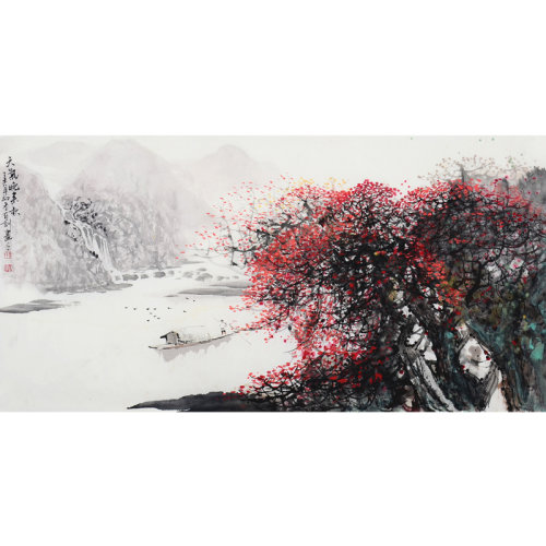 李有训《天气晚来秋》传统水墨 写意山水