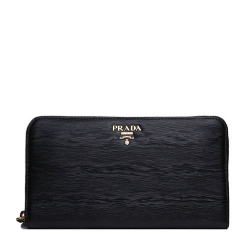prada/普拉达 女士 真皮 长款 拉链钱夹 钱包 1m0506 2ezz f0002 黑色