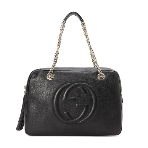 gucci(古驰) #黑色皮质大号手提包