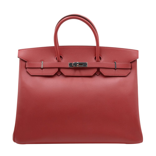 hermes/爱马仕女士银扣牛皮手提包birkin40(已使用 a级)