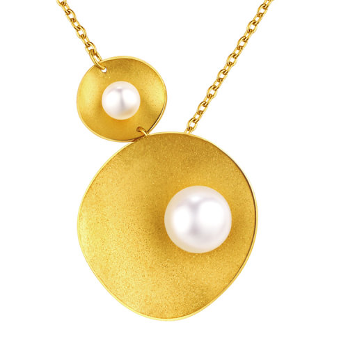 keer/千叶珠宝荷叶露珠足金珍珠坠