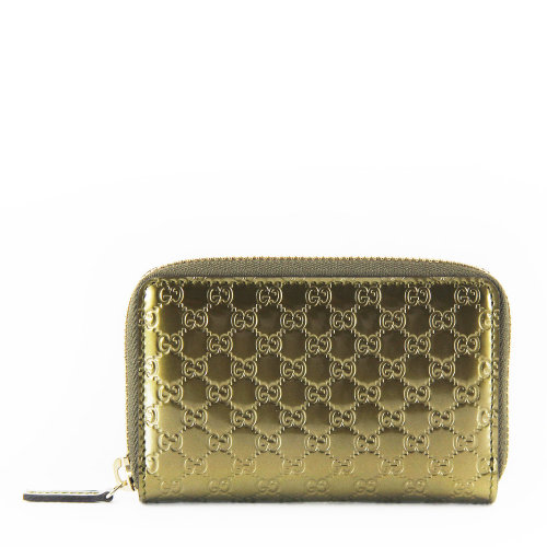 gucci/古驰 女士香槟色漆皮压花零钱包 255452 w