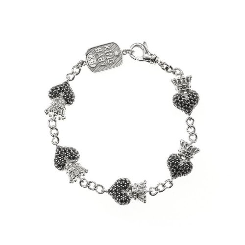 kingbaby/kingbaby黑水晶镶嵌皇冠心手链