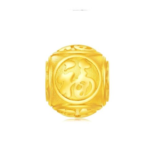 chow tai fook/周大福 预售 支付宝五福款福字转运珠足金黄金吊坠 f21