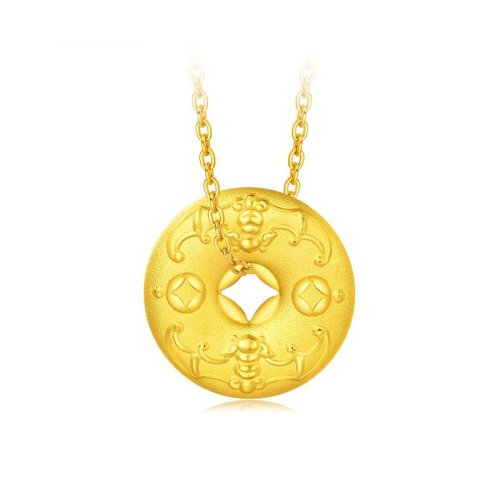 chow tai fook/周大福 预售 首饰金钱币福在眼前足金黄金吊坠 f211642