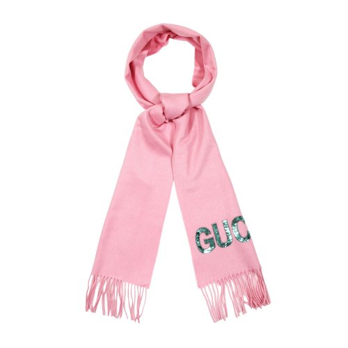 gucci(古驰) 粉色羊绒亮片女士围巾