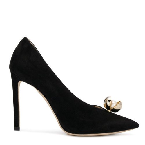 【Jimmy Choo周仰杰 高跟鞋】Jimmy Choo(周仰杰) 黑色麂皮女士高跟鞋 跟高9cm 37#【正品 价格 图片】 - 寺库网