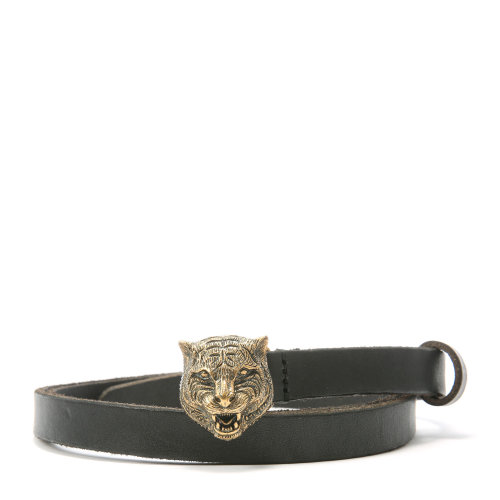 gucci(古驰) 黑色皮质小虎头腰带90