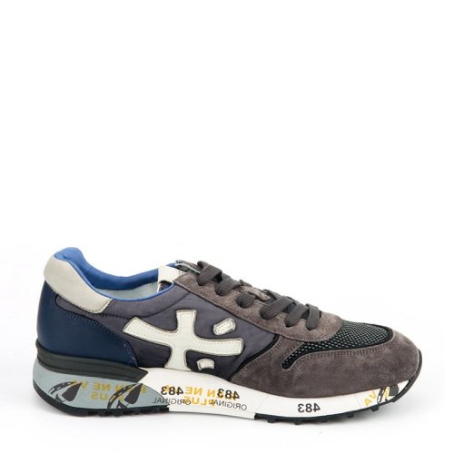 premiata/普拉米亚达 男士灰色拼多色混合材质休闲鞋